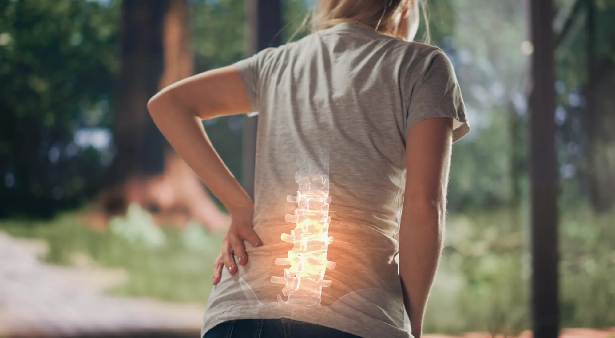 Woman with back pain before treatment